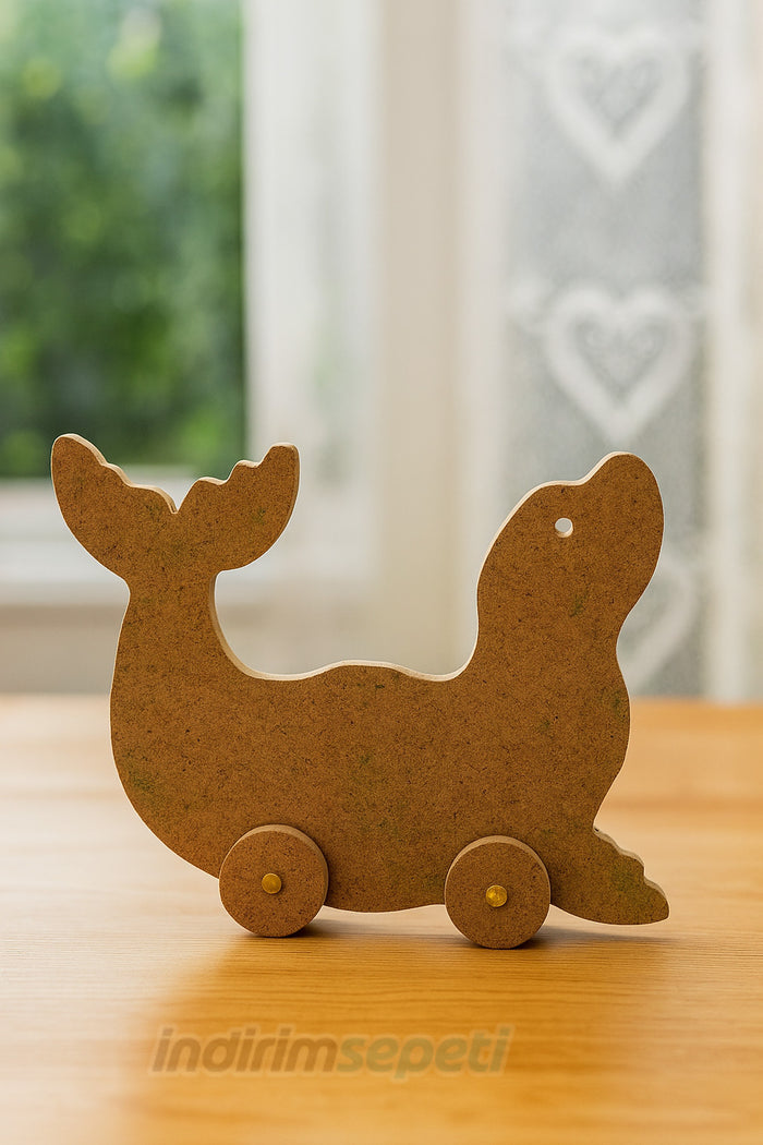 Ahşap Fok Balığı Boyama Objesi – 20×17 cm | Anaokulu Etkinlik Malzemesi