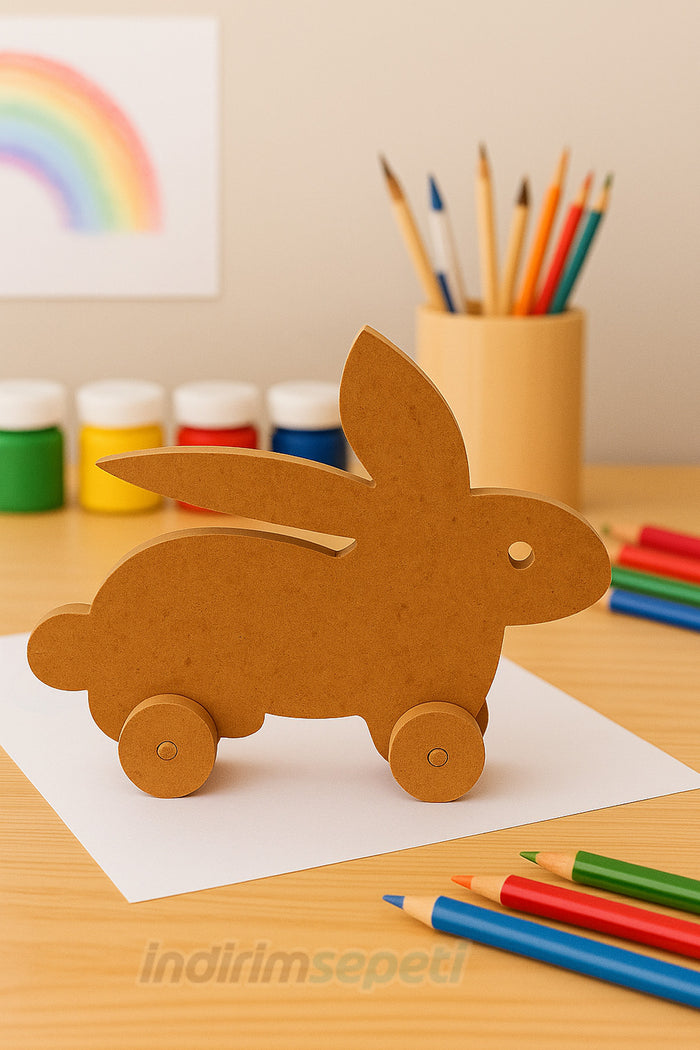 Ahşap Tavşan Boyama Objesi – 21×18 cm | Çocuklar için Ahşap Boyama Sanatı