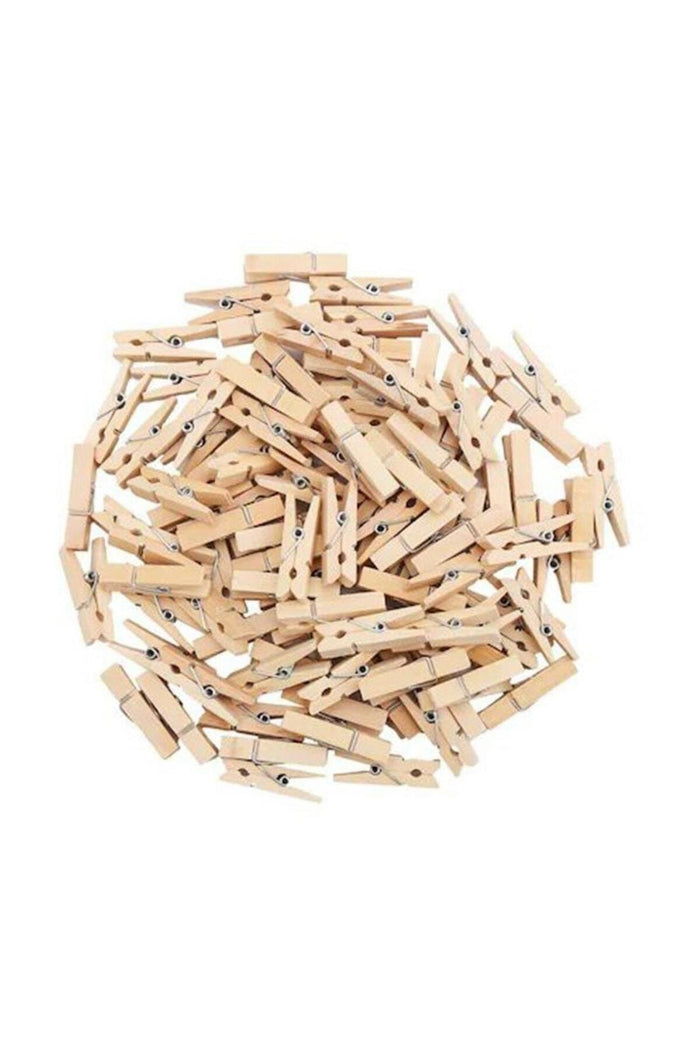 100 Adet Ahşap Küçük 2,5cm Mandal, Ataç Fotoğraf Askısı Mandalı - Indirimsepeti