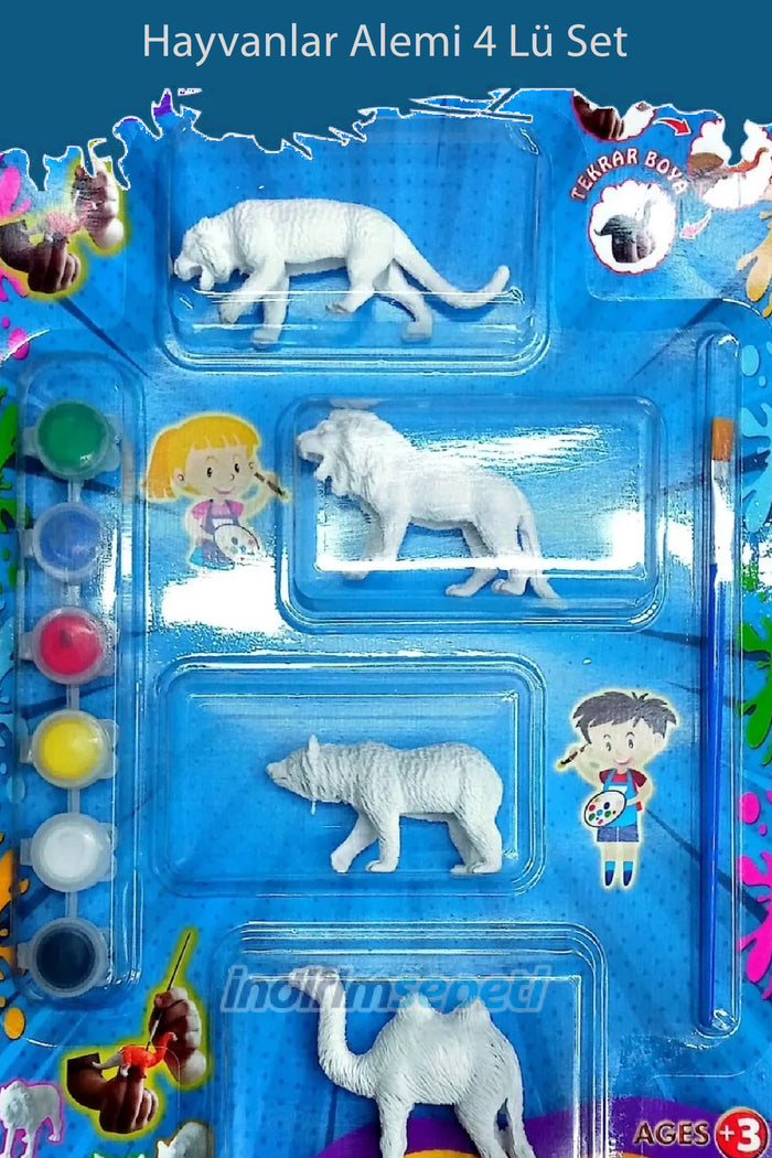 Animal World Hayvanlar Alemi 3D Oyuncak Boyama Seti 4 lü Set - Indirimsepeti