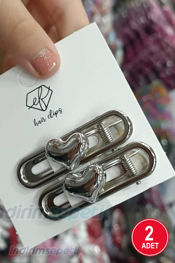 Toka Oval Kalpli Y2K Toka Seti Hair Clips Sevimli Saç Aksesuarı Paslanmaz Çelik - Indirimsepeti