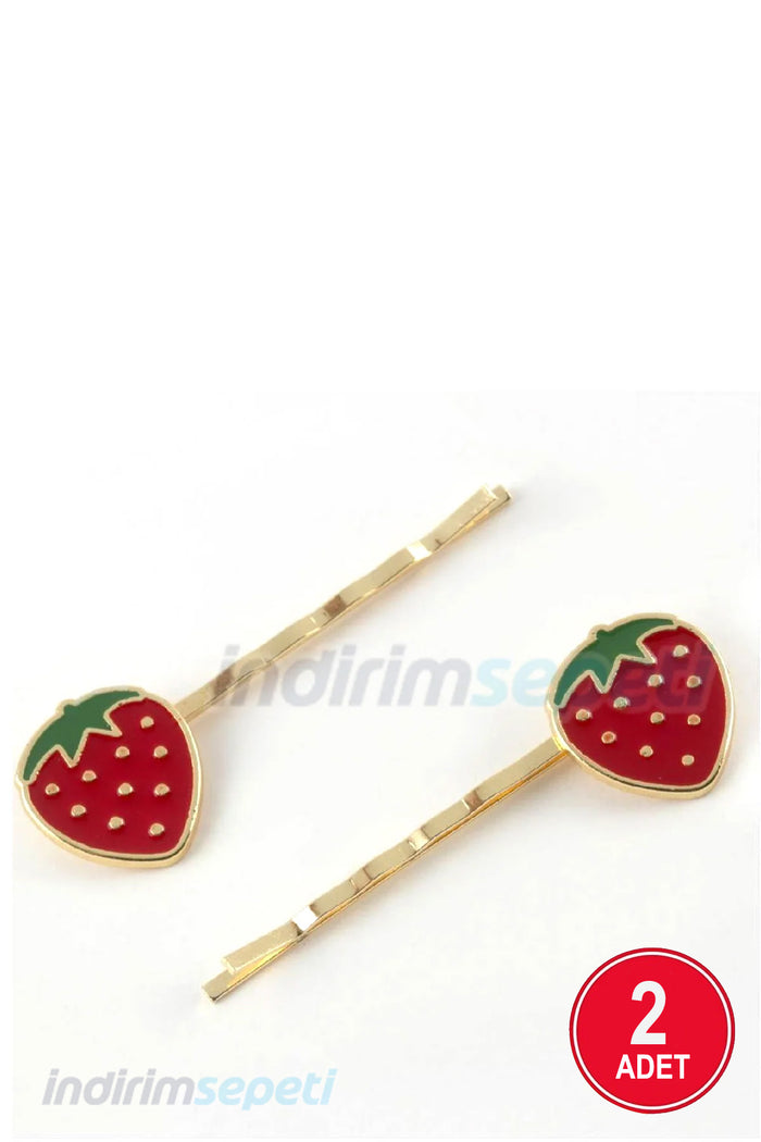 Çilek Tel Toka 2 Adet 1 Kart Saç Aksesuar - Indirimsepeti