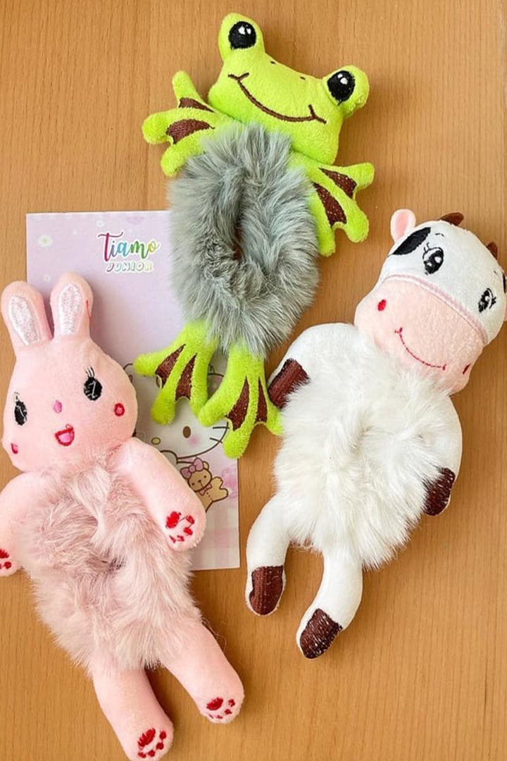 Peluş Sevimli Hayvan Figürlü 3d Boyutlu Saç Toka Lastikli Saç Aksesuar Kedi Civciv Panda  inek kurbağa - Indirimsepeti