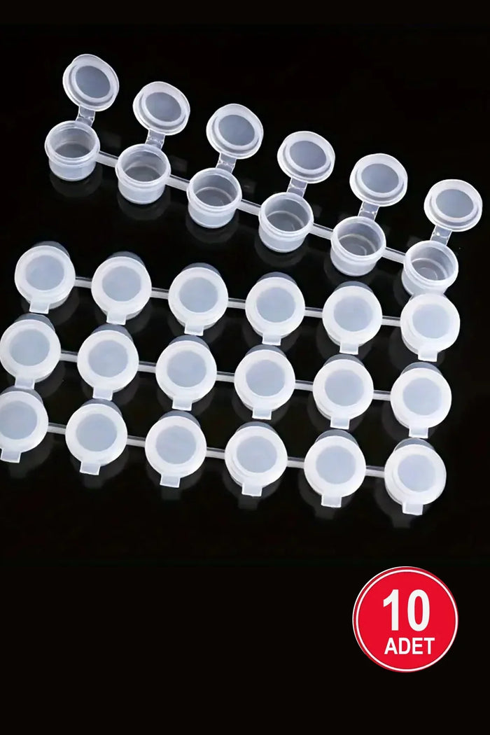 Boş Boya Kutusu 10’lu Set – 3ml Şeffaf Kapaklı Küçük Boy Saklama Kabı | Yaz Sanat Etkinlikleri İçin İdeal - Indirimsepeti