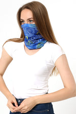 Buff Dikişsiz Boyunluk Maske Baf Bandana Saç Bandı Kamp Aksesuar Güneş Desenli Mavi - indirimsepeti