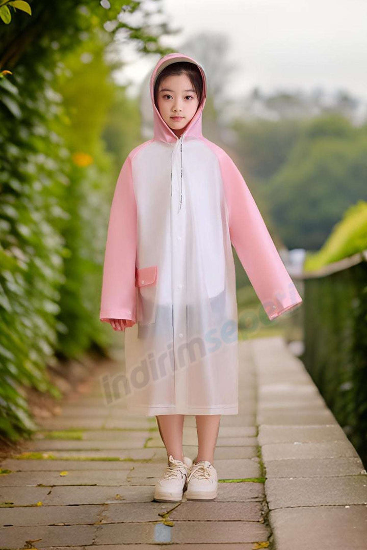 Trend Çocuk Yağmurluk Sticker Çıkartma Yapıştırmalı Sırt Çanta Korumalı Pembe Eva Cepli Özel Çantalı - Indirimsepeti