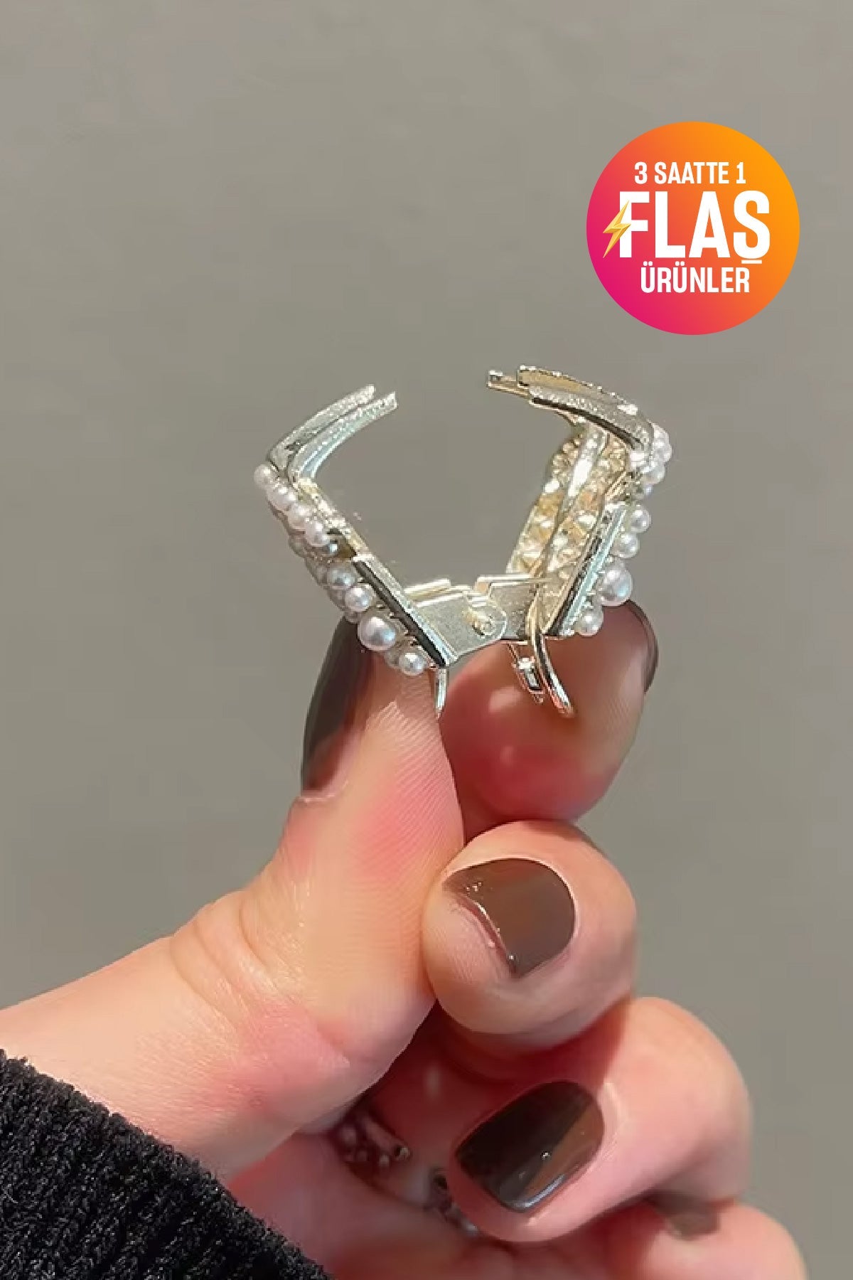 Mini Mandal Saç Tokası Kristal Taşlı incili 1,7 cm Tavşan Model - indirimsepeti