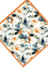 Saten Kumaş Fular Parlak ve Soft ipeksi Bandana Soyut Turuncu çiçek abstract floral