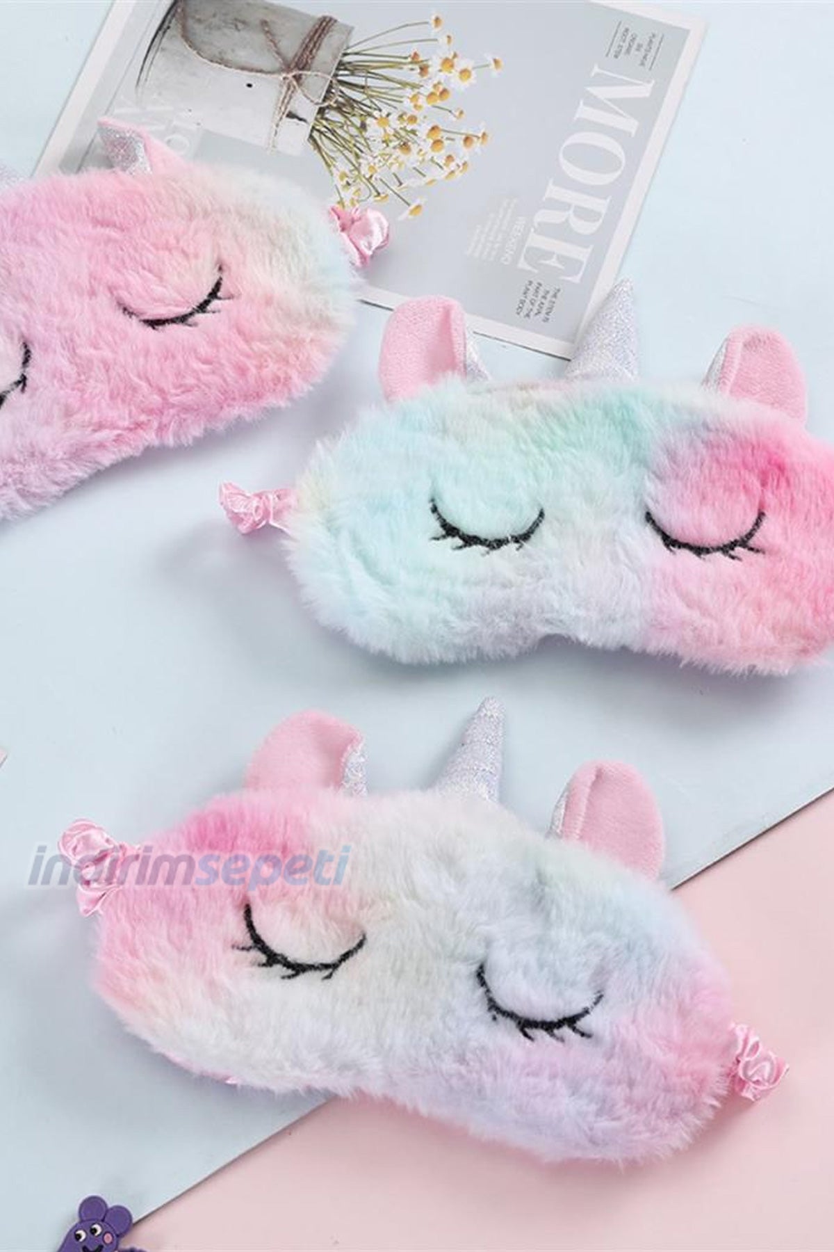 Peluş Unicorn Rainbow Gökkuşağı Renkli Göz Uyku Bandı Bandana 1 Adet - indirimsepeti