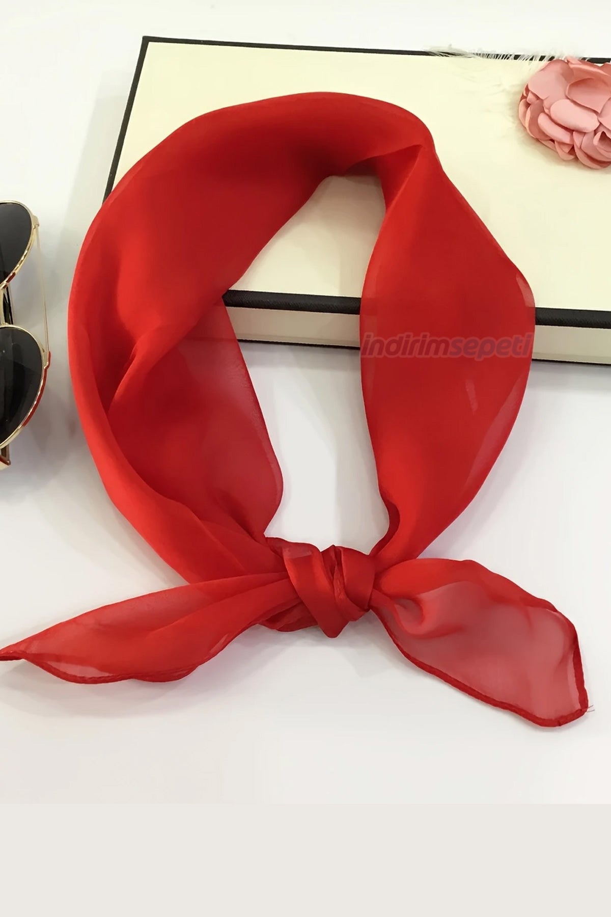 Kırmızı Şifon Kare Eşarp Bandana Polyester Etkinlik Kutlama 23 Nisan, 29 Ekim, 19 Mayıs - Indirimsepeti