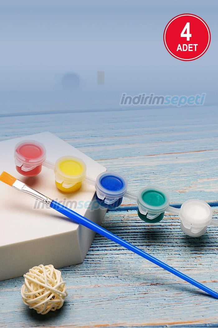 6'lı Akrilik Boya Seti + 1 Adet fırça Başlangıç Boya Seti - Indirimsepeti