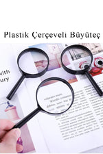 Büyüteç 40 mm 1 Adet Plastik Sap Çerçeveli Büyüteç Merçek Okul Büro Ofis - indirimsepeti