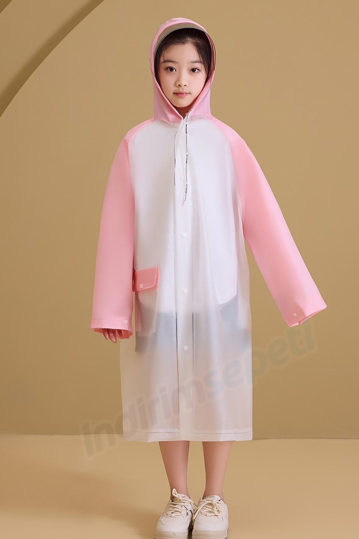 Trend Çocuk Yağmurluk Sticker Çıkartma Yapıştırmalı Sırt Çanta Korumalı Pembe Eva Cepli Özel Çantalı - indirimsepeti