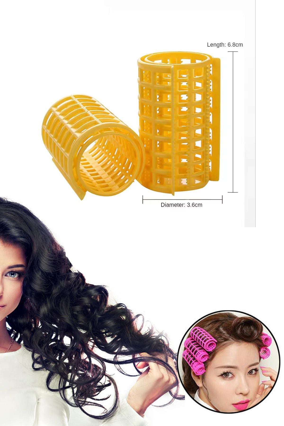 Saç Şekillendirici Silindir Bigudi Klipsleri 6.8cm Çap Saç Bigudisi Saç Klips - indirimsepeti