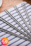 5 Çift Metal Chopstick Paslanmaz Çelik Çin Çubuğu Yemek Çubukları 10 Adet