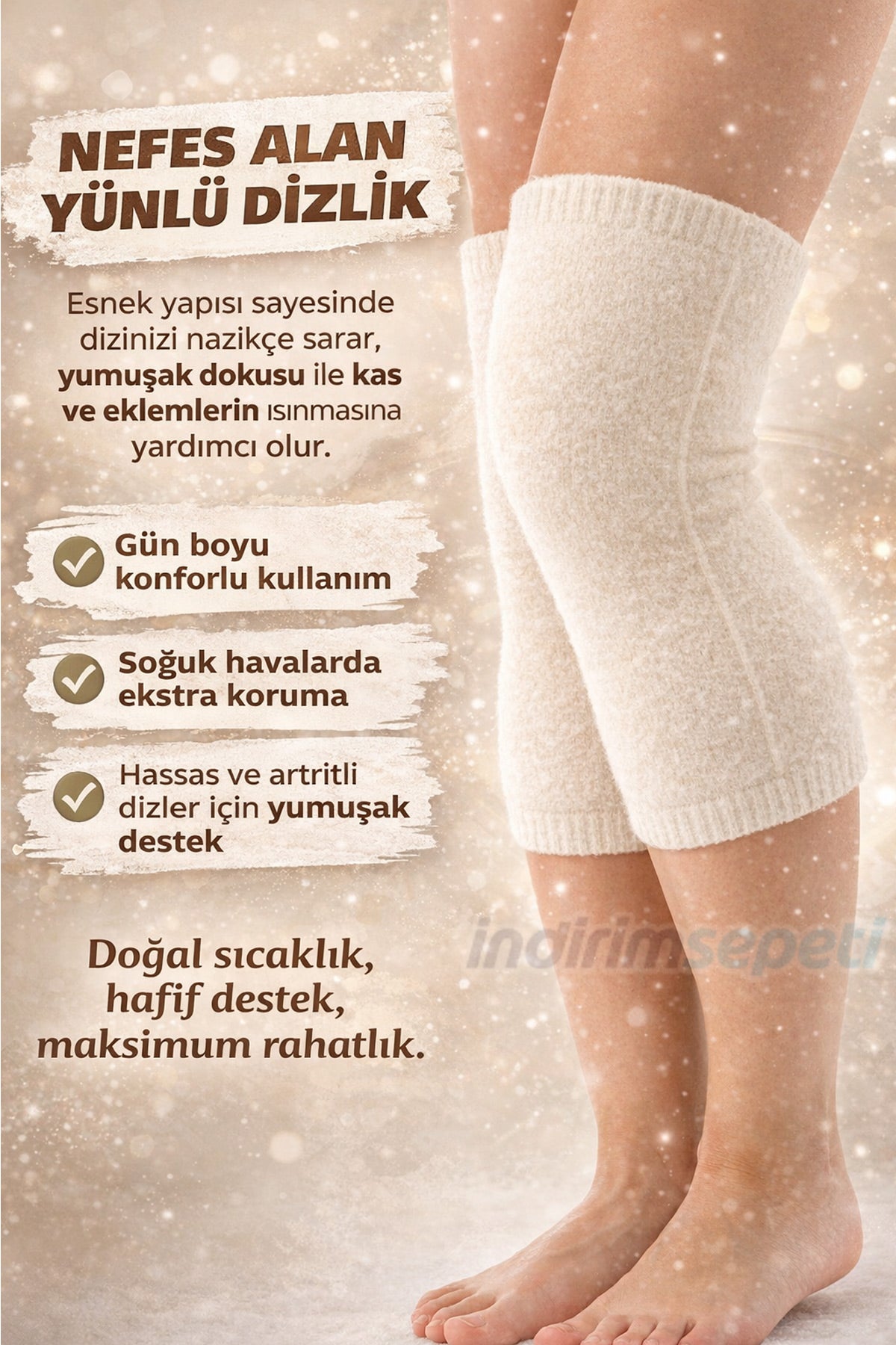 Doğal Saf Yün Dizlik 1 Çift – Sıcak Tutan Termal Günlük Kullanım Diz Koruyucu, Sporcu Destekleyici, Sıcak Tutan Bacaklık - indirimsepeti