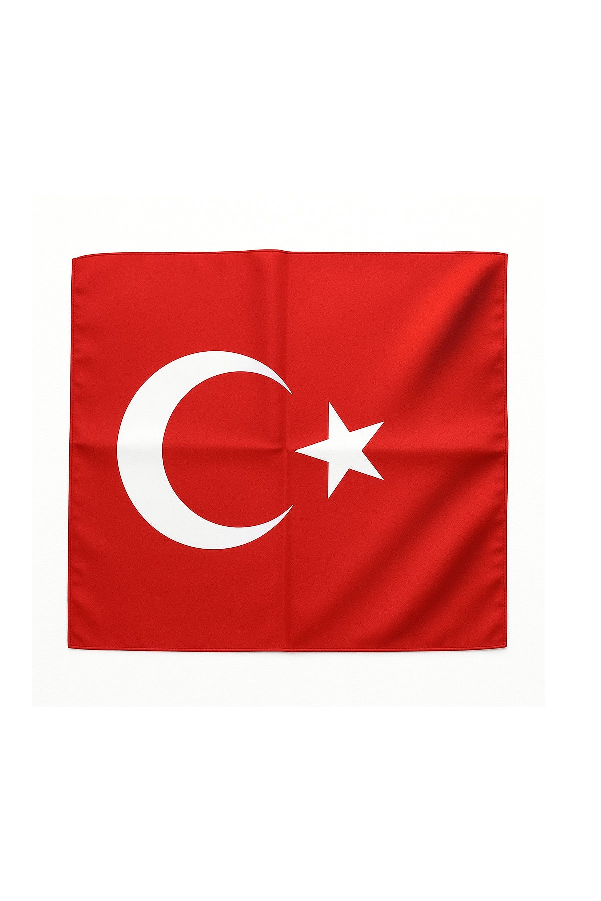 Türk Bayrağı Desenli Saten Fular – AY Yıldızlı Bandana 50x50 cm - indirimsepeti