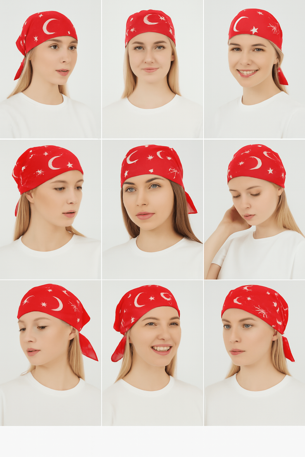 Türk Bayrağı Ayyıldız Desenli Kırmızı Bandana Fular Pamuklu - indirimsepeti