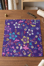 Mor Çiçek Desenli Pamuklu Bandana 52x52 cm – Çok Amaçlı Şık Fular & Saç Bandı Aksesuar - indirimsepeti