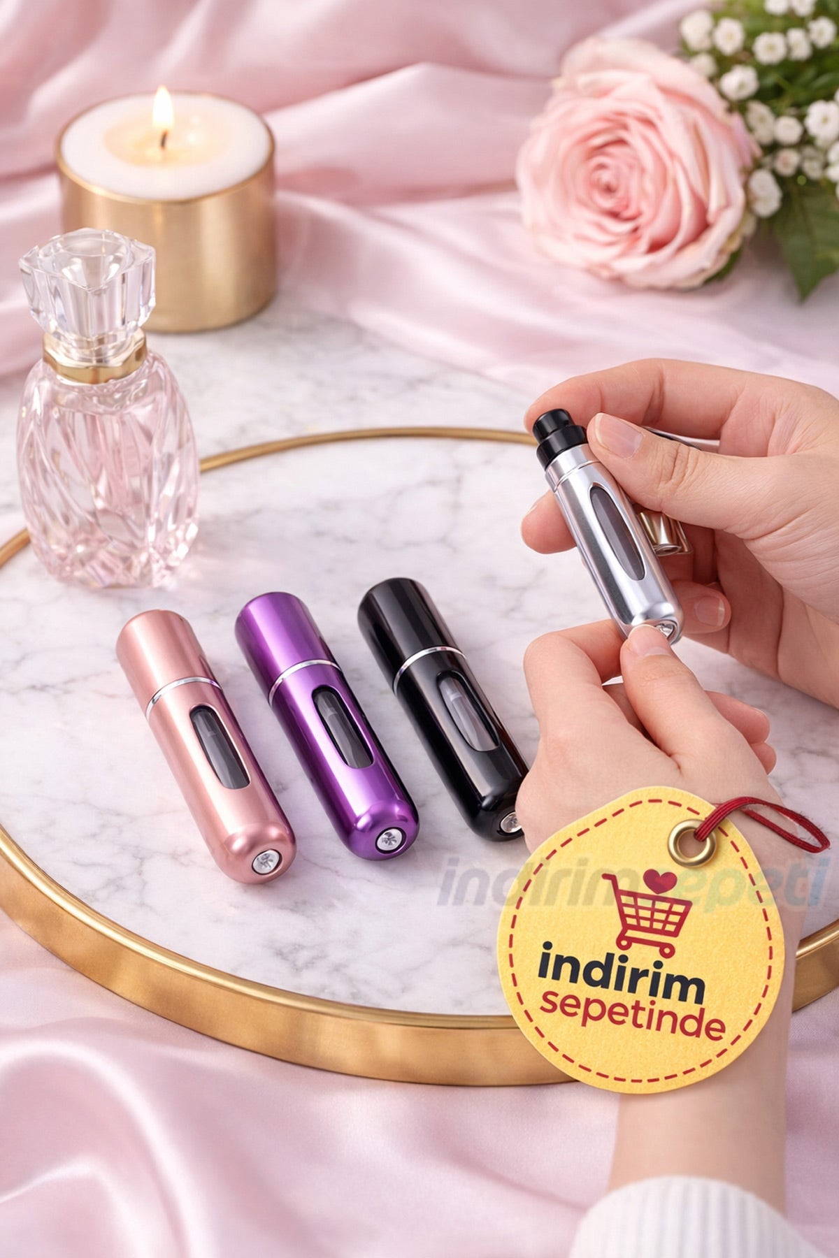 3’lü 10 Ml Taşınabilir Parfüm Atomizer Şişesi – Doldurulabilir Metal Gövdeli Cep