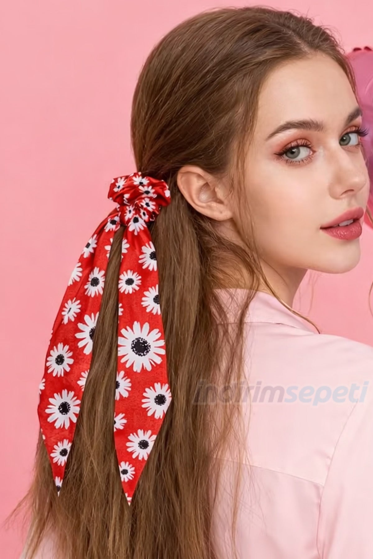 Saten Simit Lastik Toka – Uzun Fiyonklu Şık Saç Tokası | Desenli & Günlük Kullanım Karışık Model 1 Adet - indirimsepeti