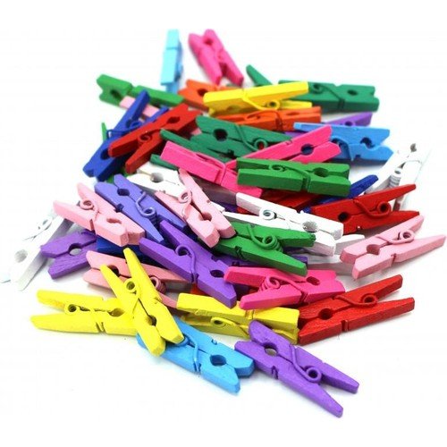 100 Adet Mini Mandal Minik Mandal Dekoratif Süsleme Renkli Mini Ahşap Mandal - Indirimsepeti