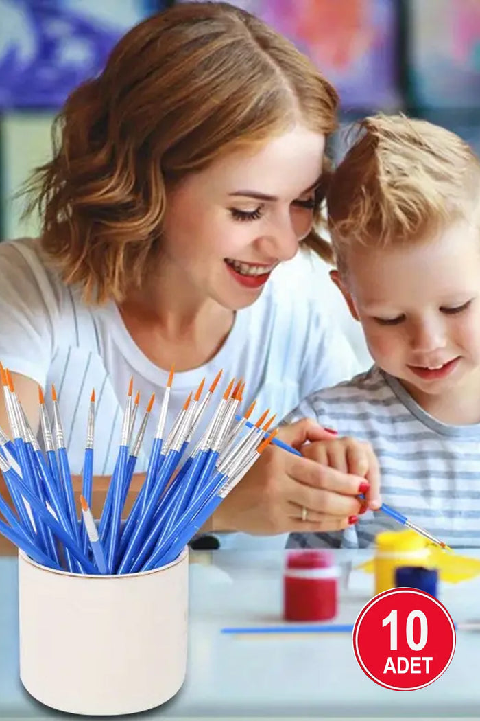 10’lu Sivri Uçlu Boya Fırçası Seti – Etkinlik, Hobi, Kutlama ve Sanatsal Çalışmalar İçin Uygun - Indirimsepeti