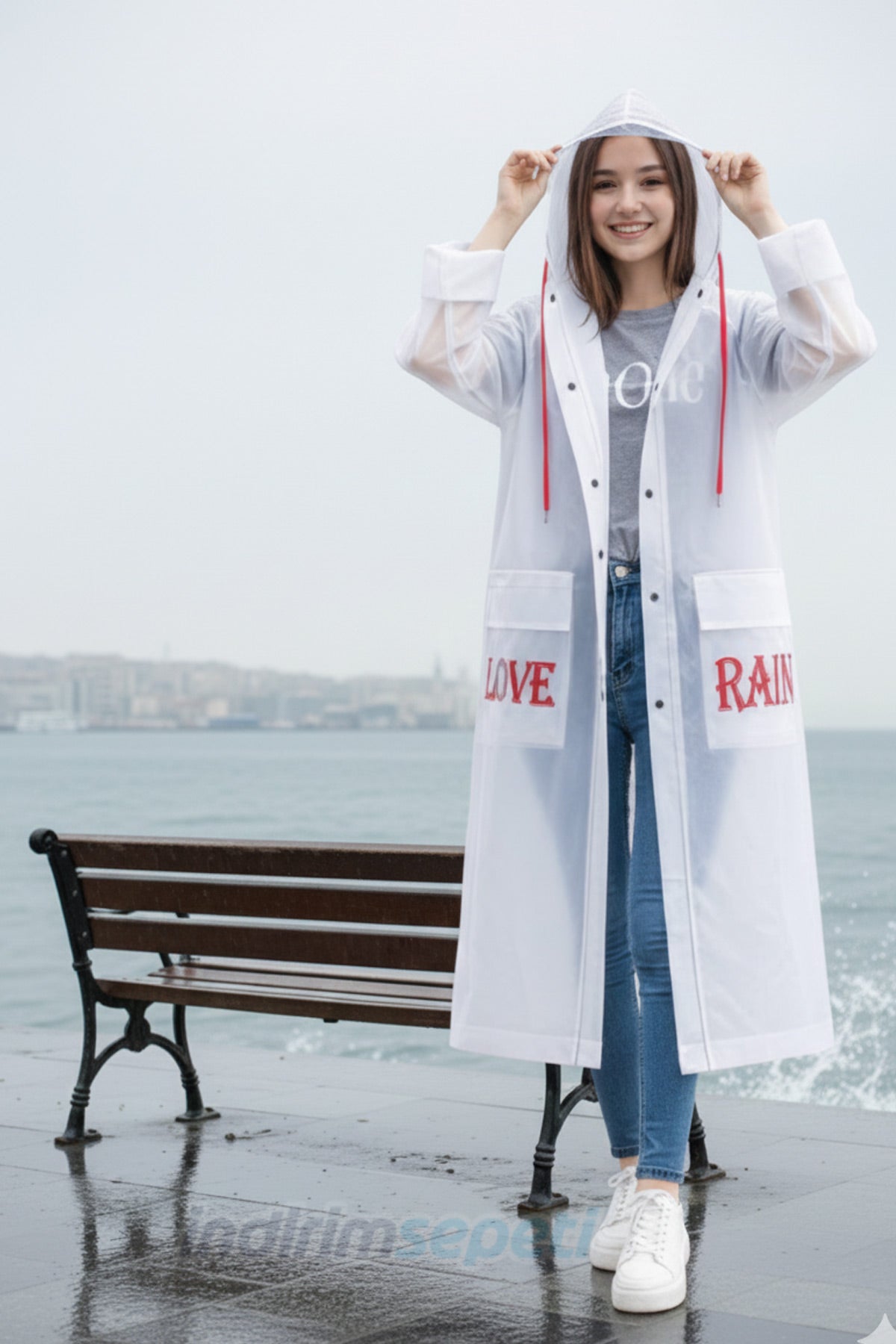 Yağmurluk Kırmızılı EVA Yüksek Kalite, Bağcıklı Rüzgar Geçirmez, Cepli | XL Beden Taşıma Çantalı - indirimsepeti