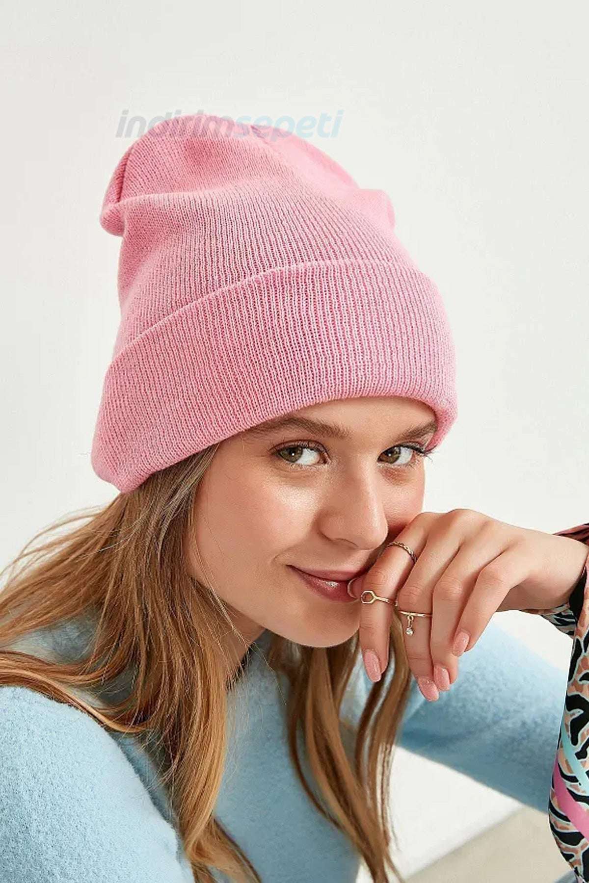 Bere Triko Örme Bay Bayan Katlamalı Sonbahar Kış Basic Siyah,Taş,Bebe Pembe 3'lü Set - indirimsepeti