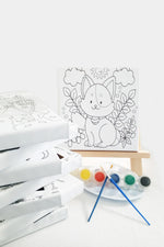 3'lü Çocuk Ressam Seti - 3 Ad. 20 x 20 cm Ön çizimli Tuval, 2 Ad. Fırça, Palet, Boya ve Şövale - indirimsepeti