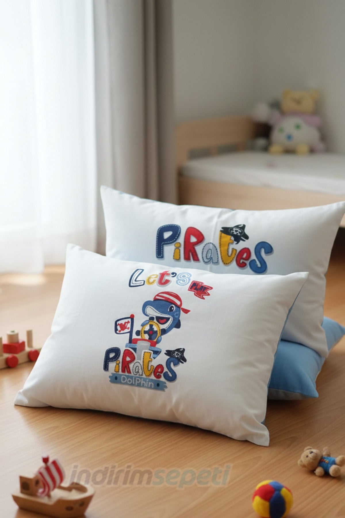 Çocuk Yastık Kılıfı 2’li Set – Korsan Temalı Pamuklu Yastık Kılıfı | 47x36 cm | Ön & Arka Yüz Farklı Desen - indirimsepeti