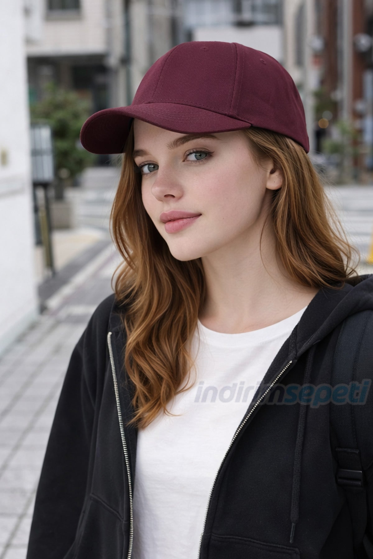 Bordo Mavi Renk Şapka Seti 2’li – Spor Şapka Unisex Takım Arkadaşı Kombin Cırtlı Ayarlanabilir Düz Kep Baseball