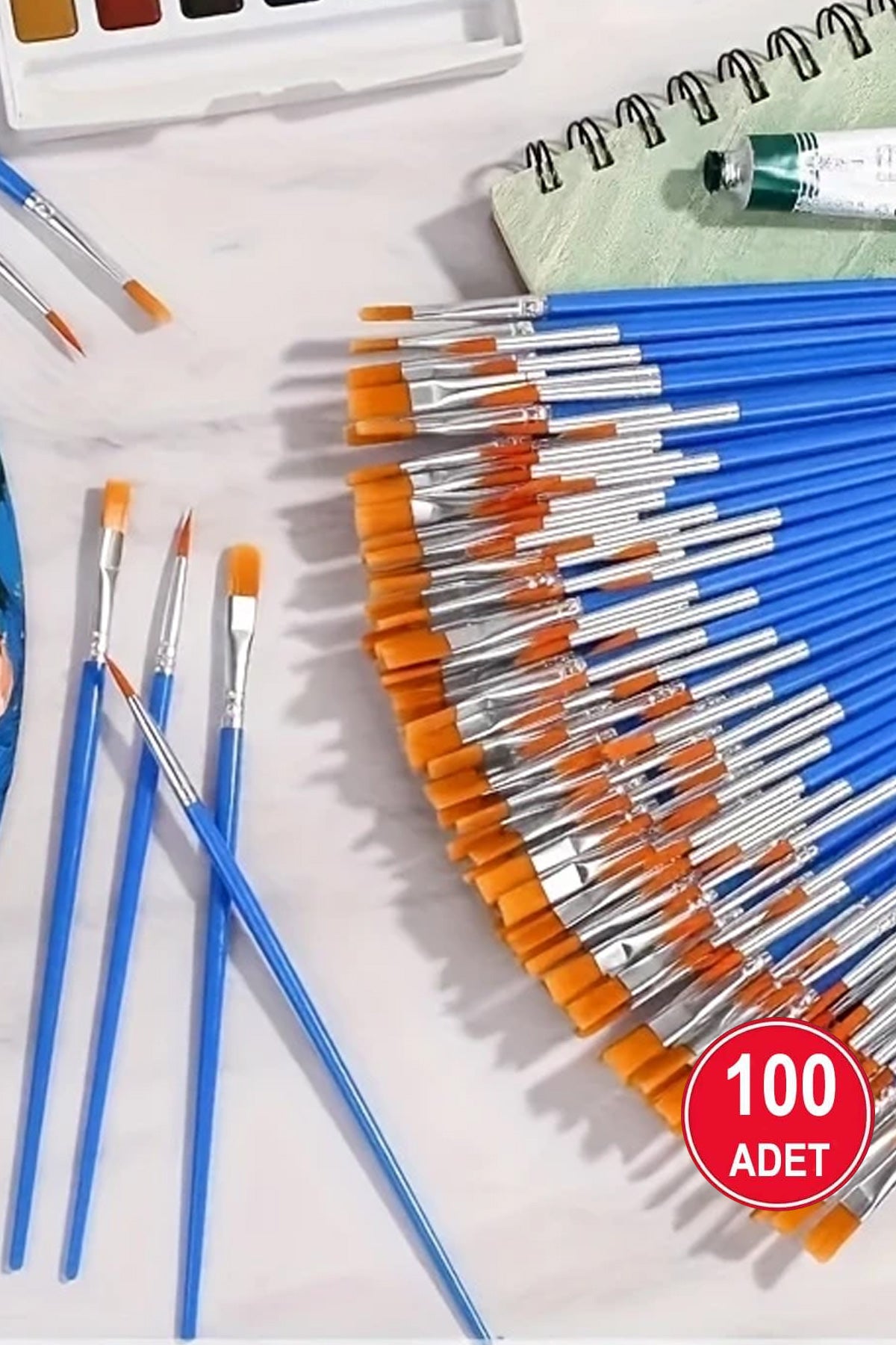 100’lü Akrilik Boya Fırçası Seti – 50 Düz, 50 Sivri Uçlu Naylon Kıllı, Yağlı Boya, Suluboya ve El İşi İçin Çok Amaçlı - Indirimsepeti
