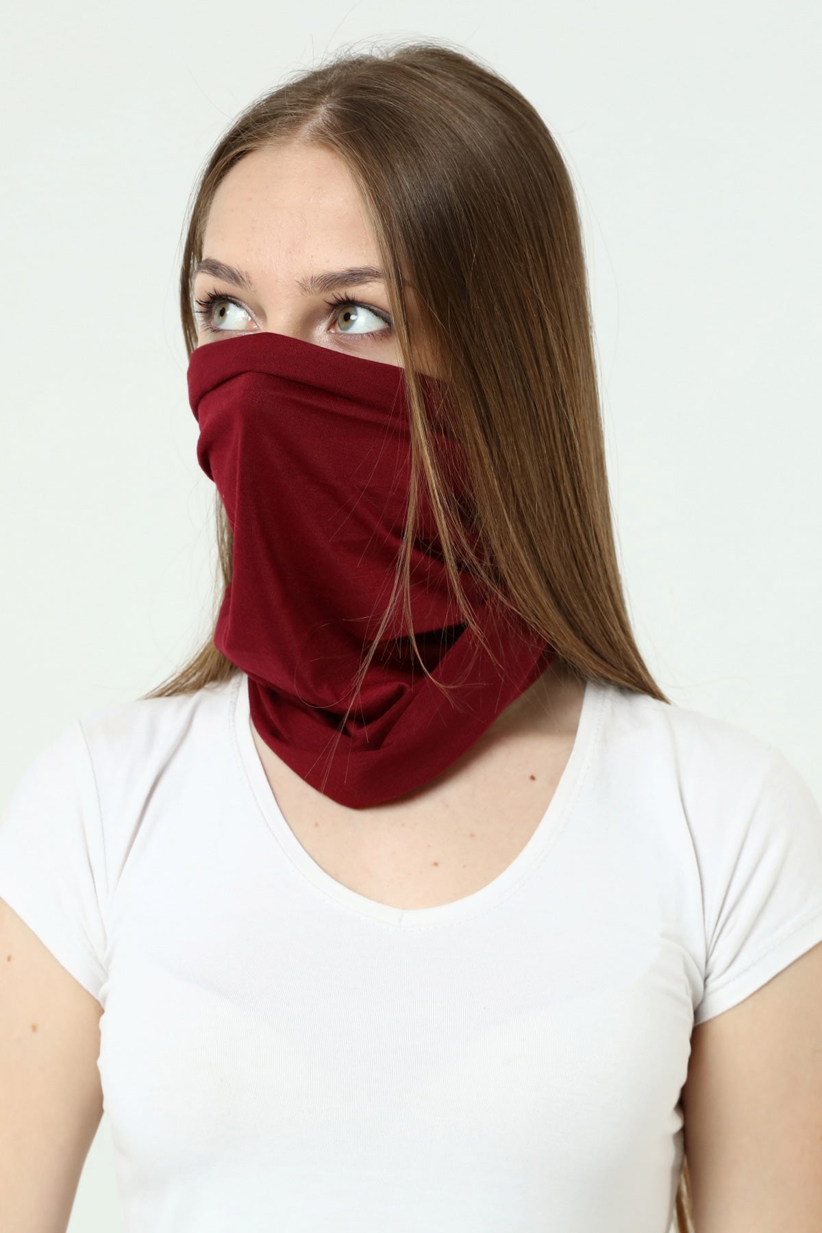 Buff Dikişsiz Boyunluk Maske Baf Bandana Saç Bandı Kamp Aksesuar Bordo Düz - indirimsepeti