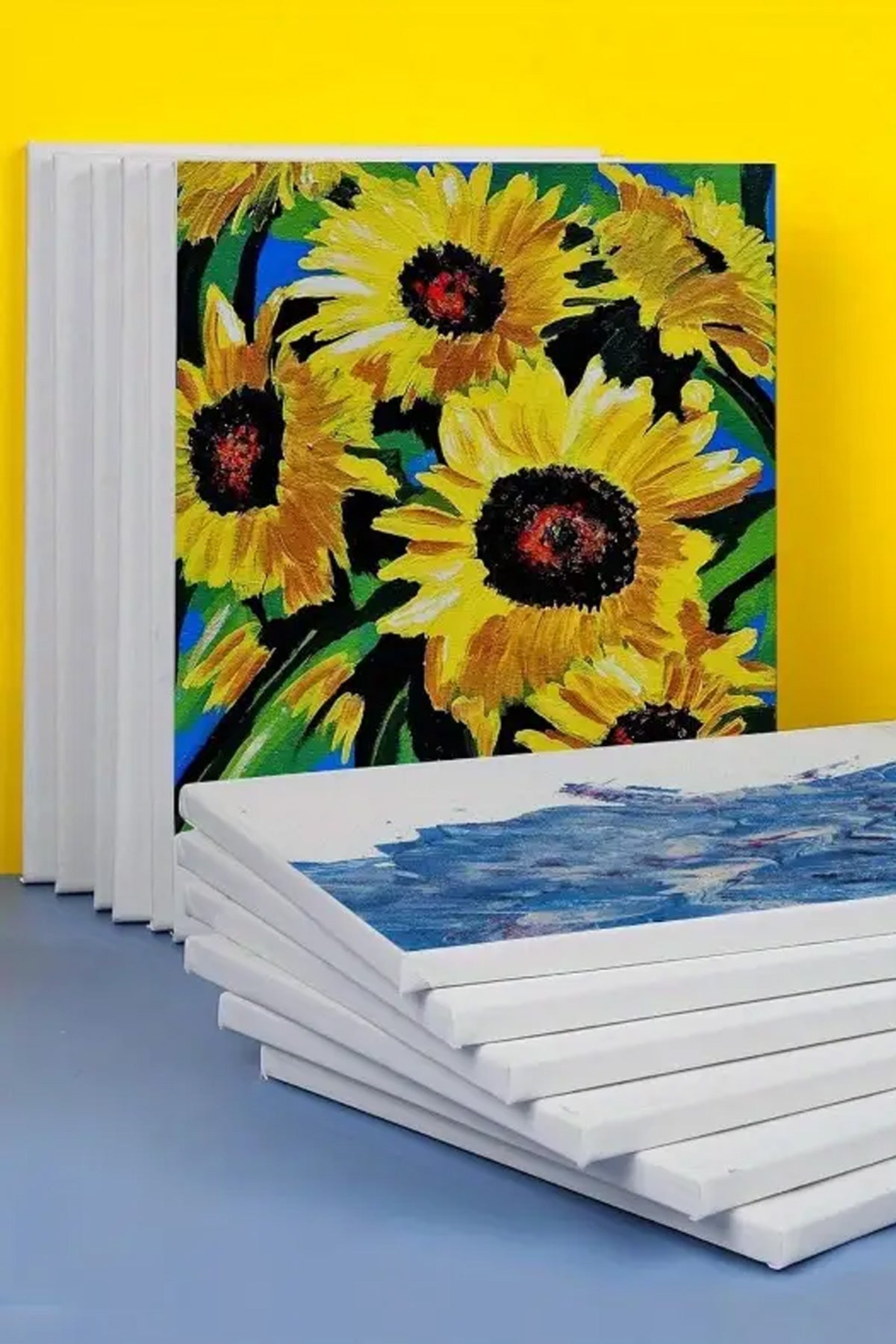 Çocuk Ressam Tuval, 15X15 cm, Boyama Seti Tuvali, 5 adet Esnek Tuval Beyaz Astarlı, Akrilik & Yağlıboya için İdeal, Başlangıçtan - indirimsepeti