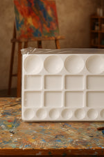 Resim Paleti Büyük Boy 20 Bölmeli 25x33 cm | Akrilik, Guaj, Sulu Boya ve Yağlı Boya Karıştırma Paleti - indirimsepeti