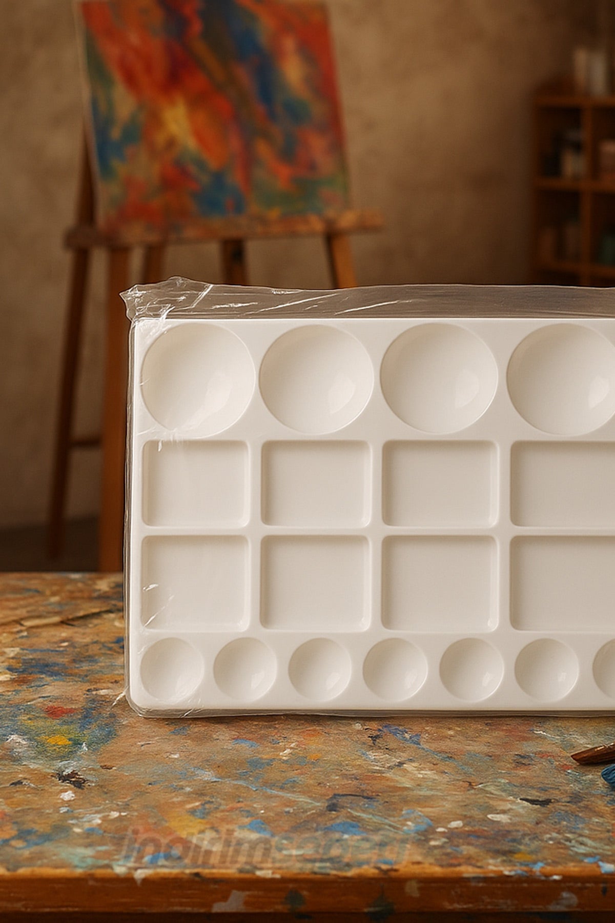 Resim Paleti Büyük Boy 20 Bölmeli 25x33 cm | Akrilik, Guaj, Sulu Boya ve Yağlı Boya Karıştırma Paleti - indirimsepeti