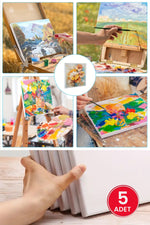 Çocuk Ressam Tuval, 15X15 cm, Boyama Seti Tuvali, 5 adet Esnek Tuval Beyaz Astarlı, Akrilik & Yağlıboya için İdeal, Başlangıçtan - indirimsepeti