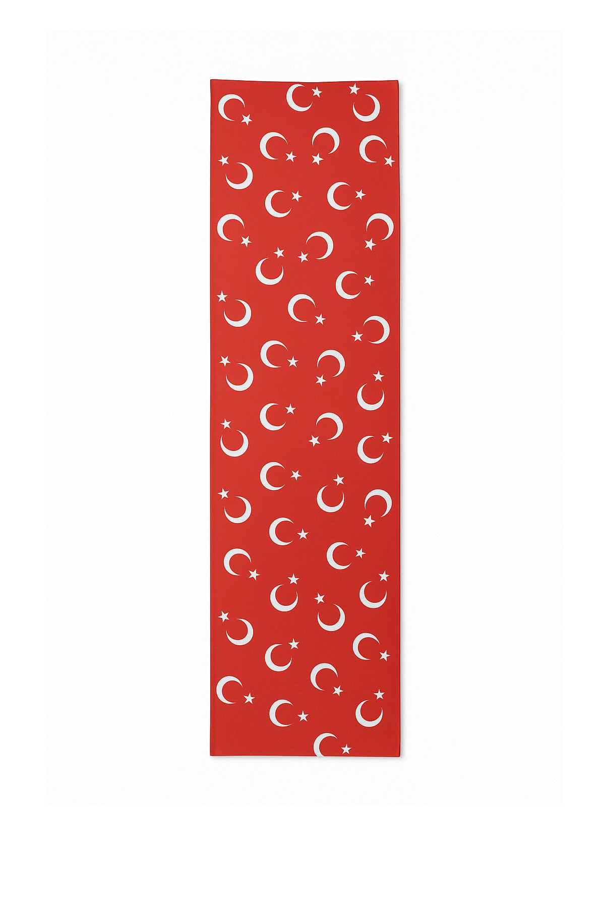 Kırmızı Ay - Yıldız Saten Fular | 30x130 cm Premium Parlak Kumaş Çoklu Ay yıldız Fular Saten - indirimsepeti
