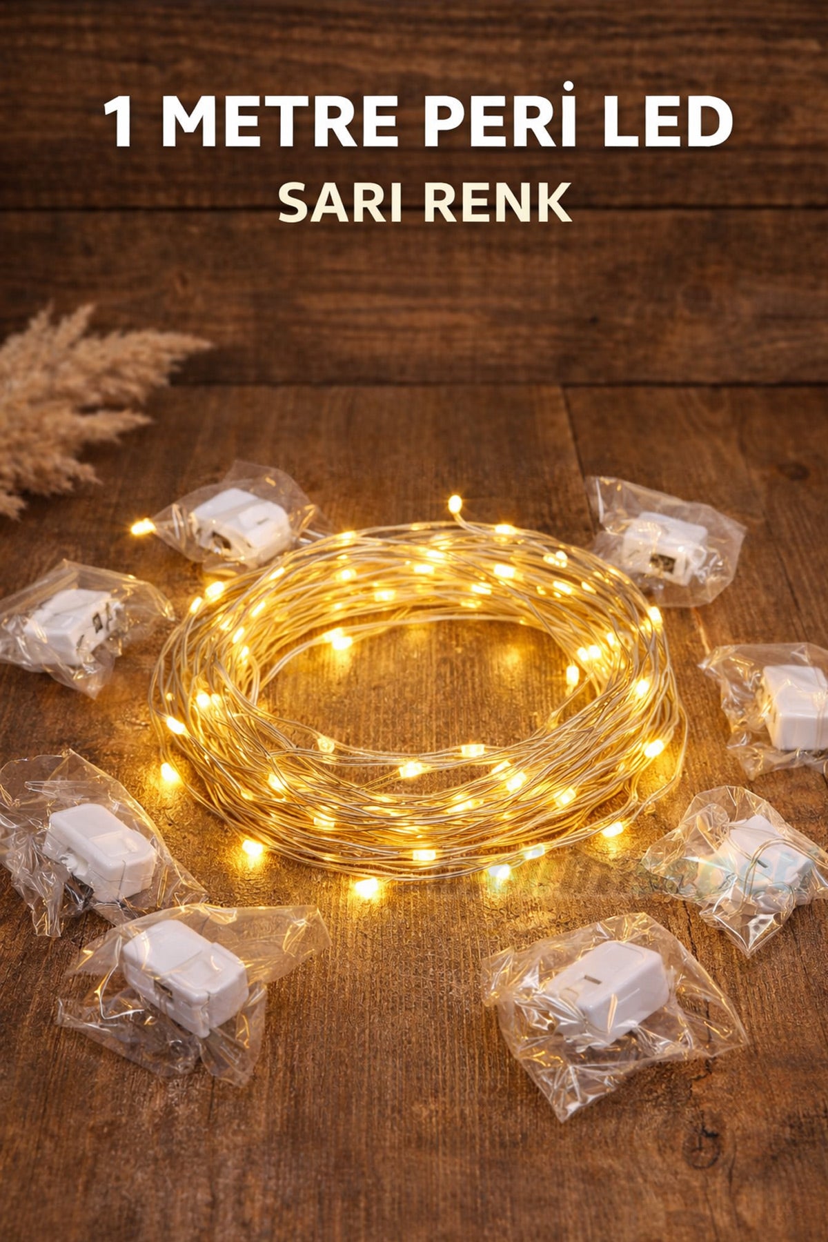 1 Metre 3 Modlu Pilli Peri Led – Sürekli / Yanıp Sönen / Nabız Modlu Dekor Işığı Mini Güç Kutulu Dekoratif led