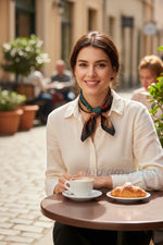 Anadolu Saray Bezeme Tezyinat Sanat Klasik Ornamental Motif Desenli Saten Bandana Fular - indirimsepeti