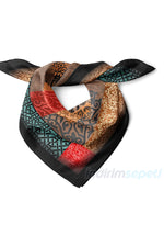 Anadolu Saray Bezeme Tezyinat Sanat Klasik Ornamental Motif Desenli Saten Bandana Fular - indirimsepeti