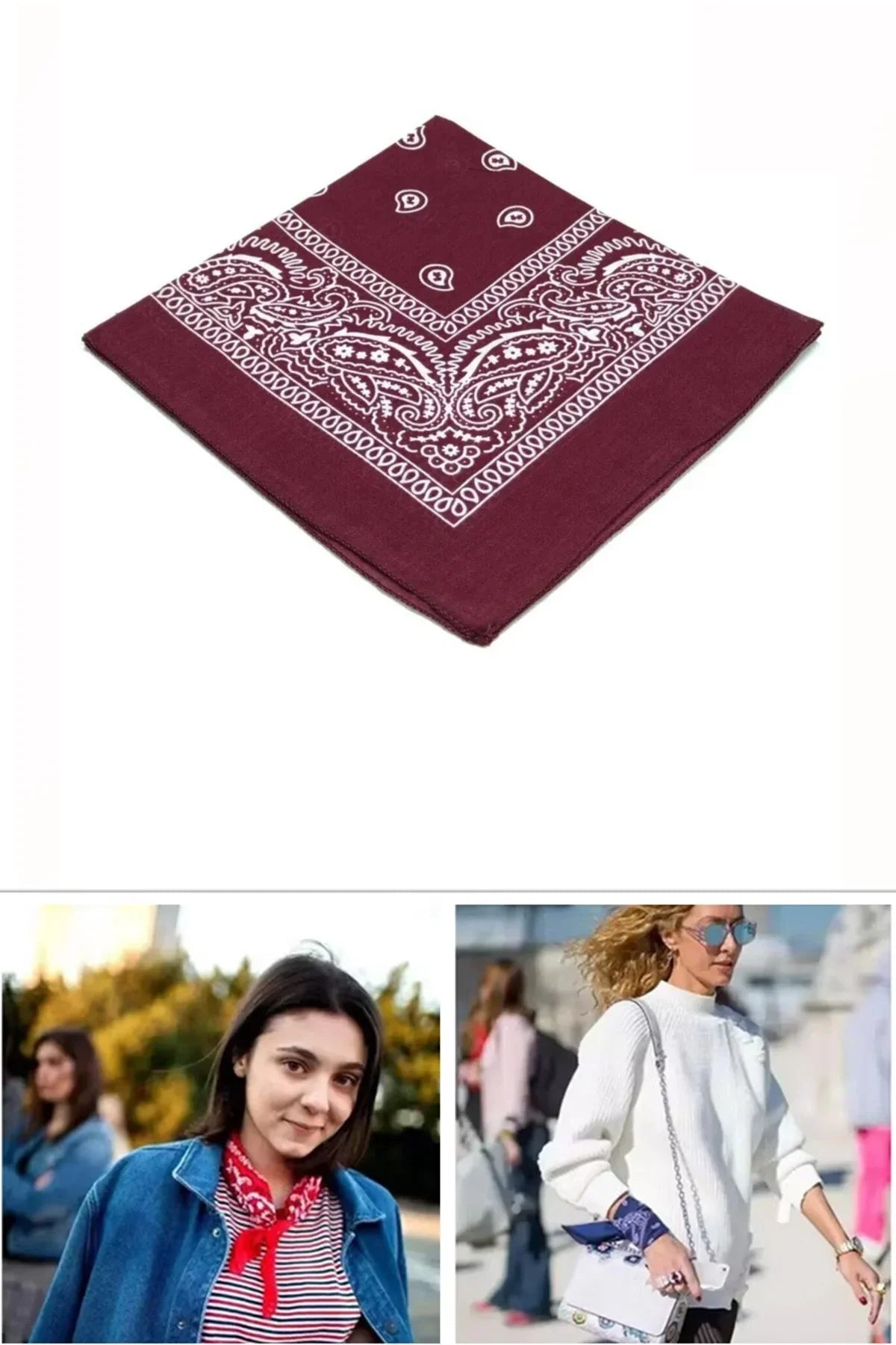 Bandana Etnik Desenli Bisiklet & Motosiklet Etkinlik Gezi Eğlence Bordo Pamuklu - Indirimsepeti