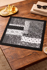 Bohem Stil Siyah - Beyaz Damla Vintage Desenli Bandana & Fular Saç ve Çanta Aksesuar - indirimsepeti
