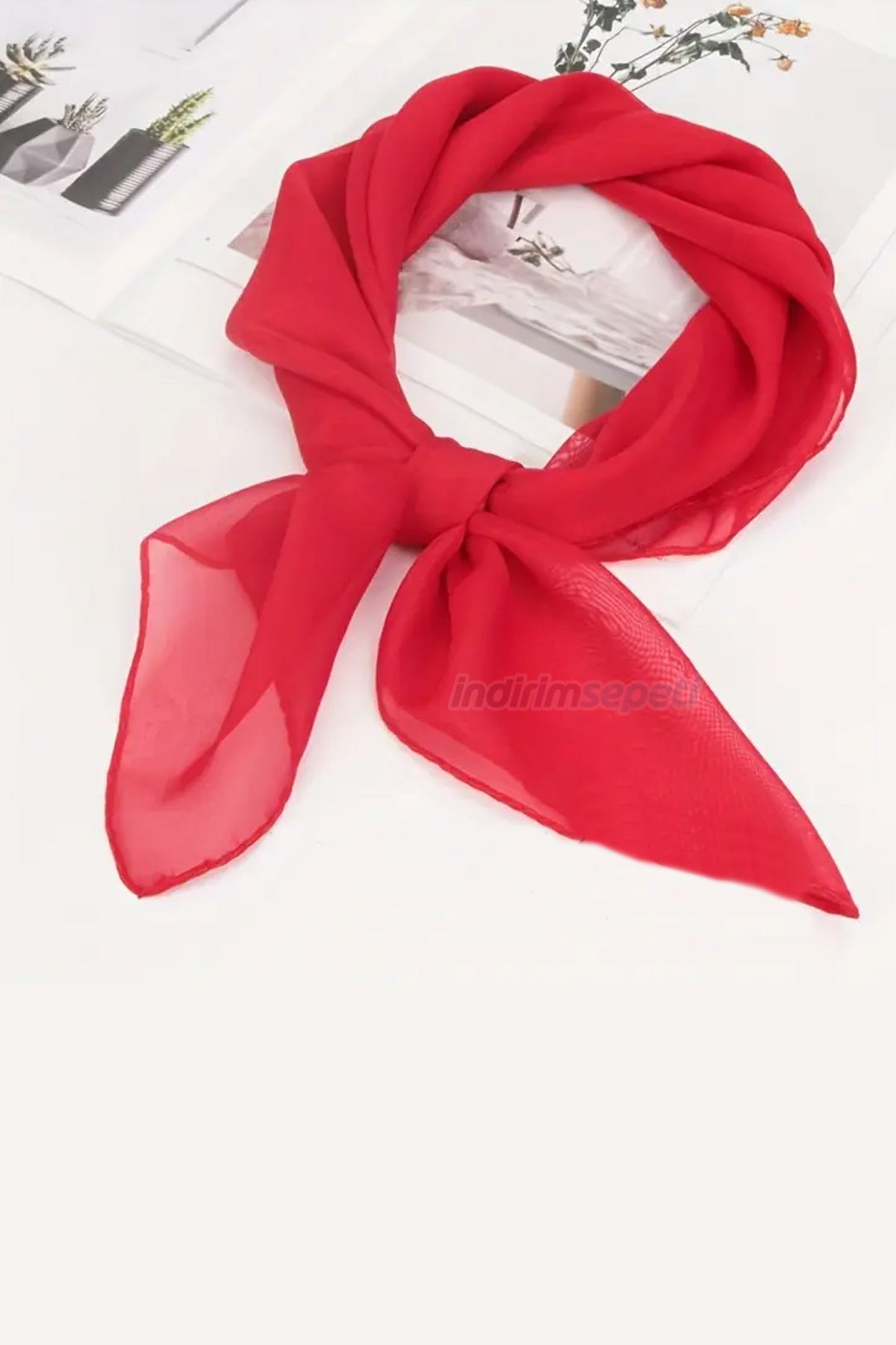 Kırmızı Şifon Kare Eşarp Bandana Polyester Etkinlik Kutlama 23 Nisan, 29 Ekim, 19 Mayıs - Indirimsepeti