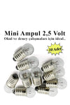 Mini Ampul 2,5 Volt 10 Adet 1 Paket Küçük Elektrik Deney Ampulü 2.5 v Okul Sınıf Elektrik Devre Dene