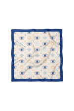 Nazar Gözlü Saten Bandana 50x50 cm – Güneş, Ay ve Yıldız Desenli Şık Tasarım - indirimsepeti