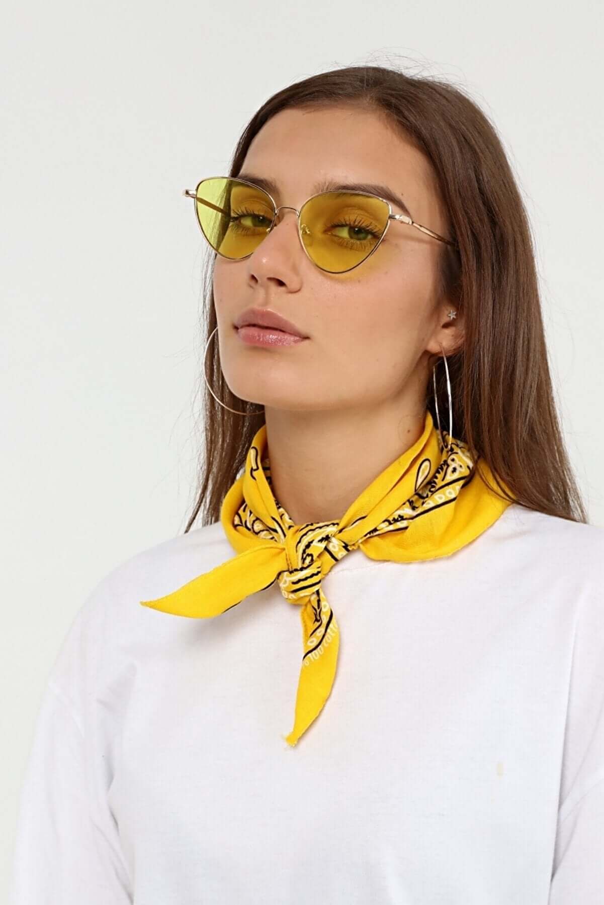 Bandana Etnik Desenli Bisiklet & Motosiklet Etkinlik Gezi Eğlence Pamuklu Sarı - Indirimsepeti