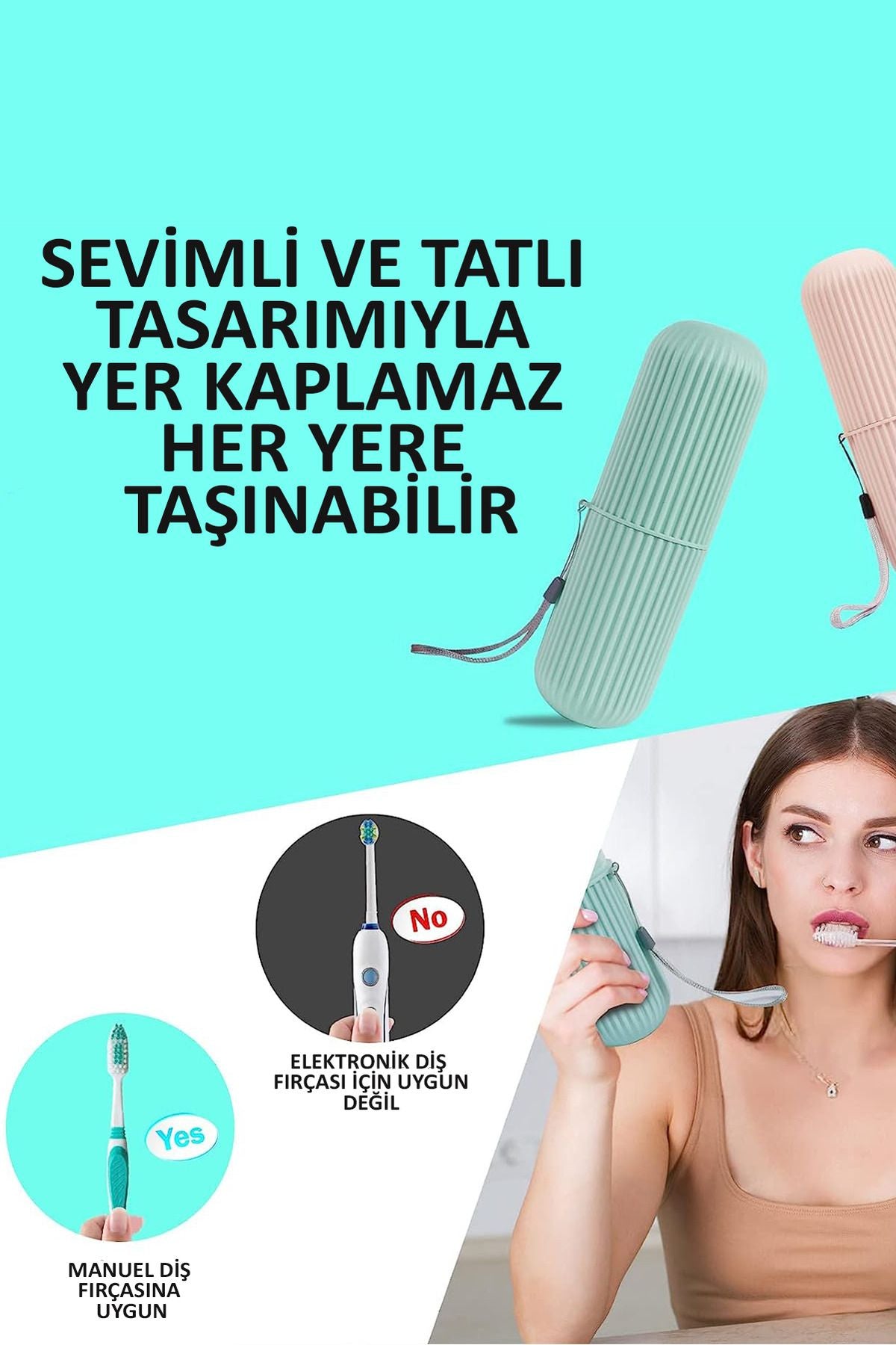 Çok Amaçlı Seyahat Tipi Diş Fırçası Kabı Makyaj Malzemesi Saklama Kutusu 2 Adet - indirimsepeti