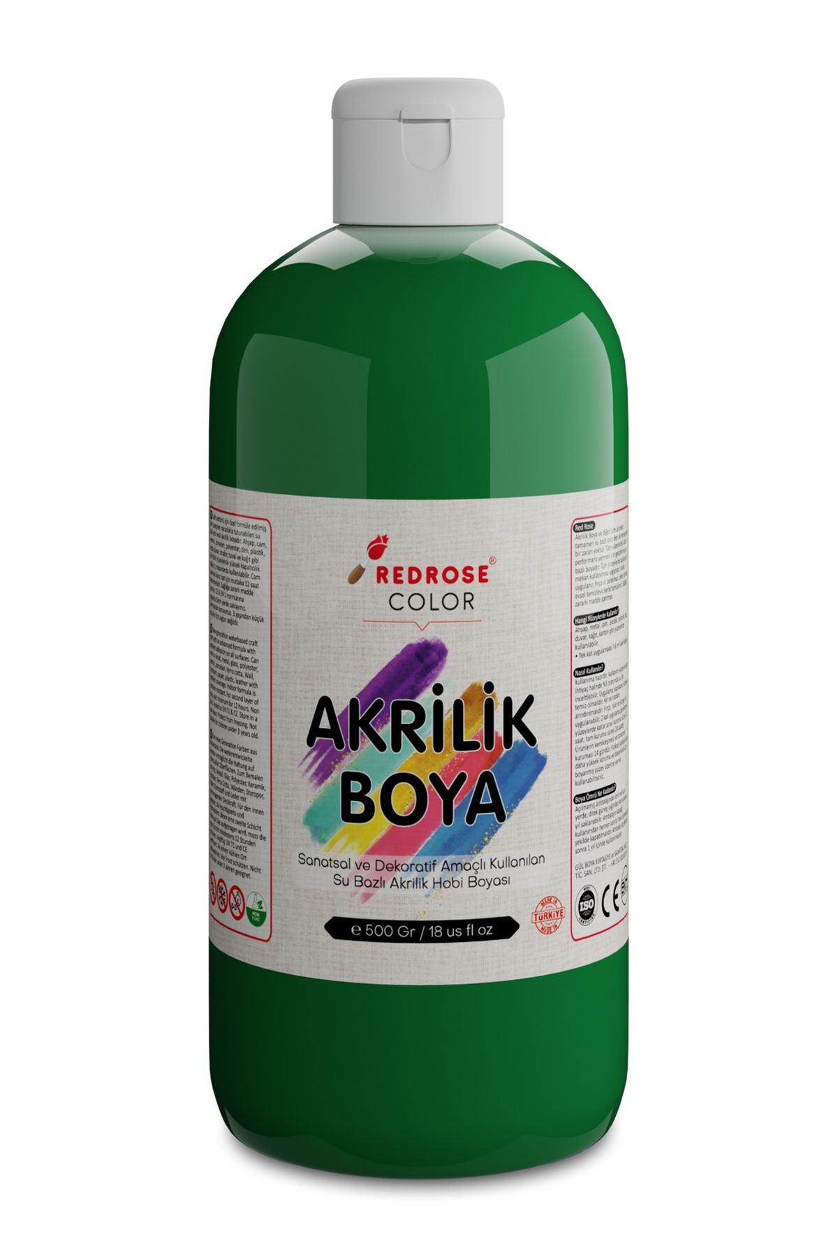 Yeşil Akrilik Boya 500 gr Sanatsal, Dekoratif, Hobi Amaçlı, Canlı Renkler - indirimsepeti